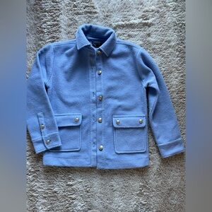 J. Crew Bouclé Acute Shirt Jacket Shacket in Light Lakeshore Blue